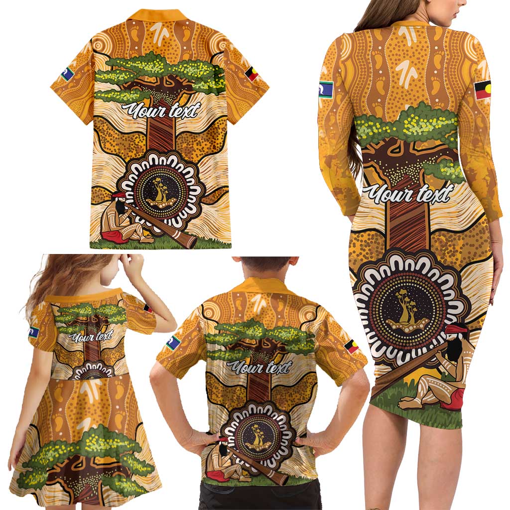 Aboriginal-Islanders NAIDOC Week Personalised Family Matching Long Sleeve Bodycon Dress and Hawaiian Shirt Boab Tree Indigenous Art