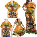 Aboriginal-Islanders NAIDOC Week Personalised Family Matching Off Shoulder Maxi Dress and Hawaiian Shirt Boab Tree Indigenous Art