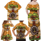 Aboriginal-Islanders NAIDOC Week Personalised Family Matching Off Shoulder Maxi Dress and Hawaiian Shirt Boab Tree Indigenous Art
