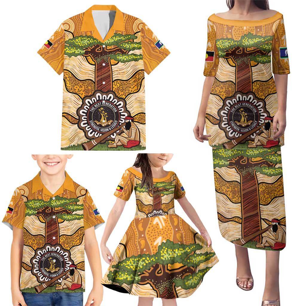 Aboriginal-Islanders NAIDOC Week Personalised Family Matching Puletasi and Hawaiian Shirt Boab Tree Indigenous Art