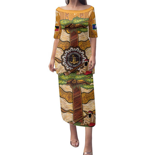 Aboriginal-Islanders NAIDOC Week Personalised Family Matching Puletasi and Hawaiian Shirt Boab Tree Indigenous Art