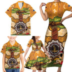 Aboriginal-Islanders NAIDOC Week Personalised Family Matching Short Sleeve Bodycon Dress and Hawaiian Shirt Boab Tree Indigenous Art