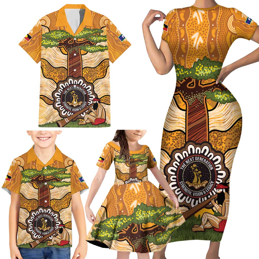 Aboriginal-Islanders NAIDOC Week Personalised Family Matching Short Sleeve Bodycon Dress and Hawaiian Shirt Boab Tree Indigenous Art