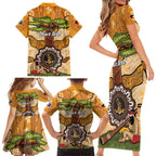 Aboriginal-Islanders NAIDOC Week Personalised Family Matching Short Sleeve Bodycon Dress and Hawaiian Shirt Boab Tree Indigenous Art