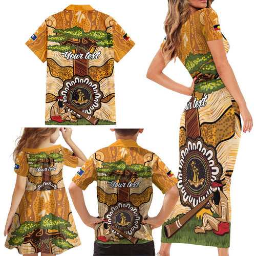 Aboriginal-Islanders NAIDOC Week Personalised Family Matching Short Sleeve Bodycon Dress and Hawaiian Shirt Boab Tree Indigenous Art