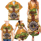 Aboriginal-Islanders NAIDOC Week Personalised Family Matching Summer Maxi Dress and Hawaiian Shirt Boab Tree Indigenous Art
