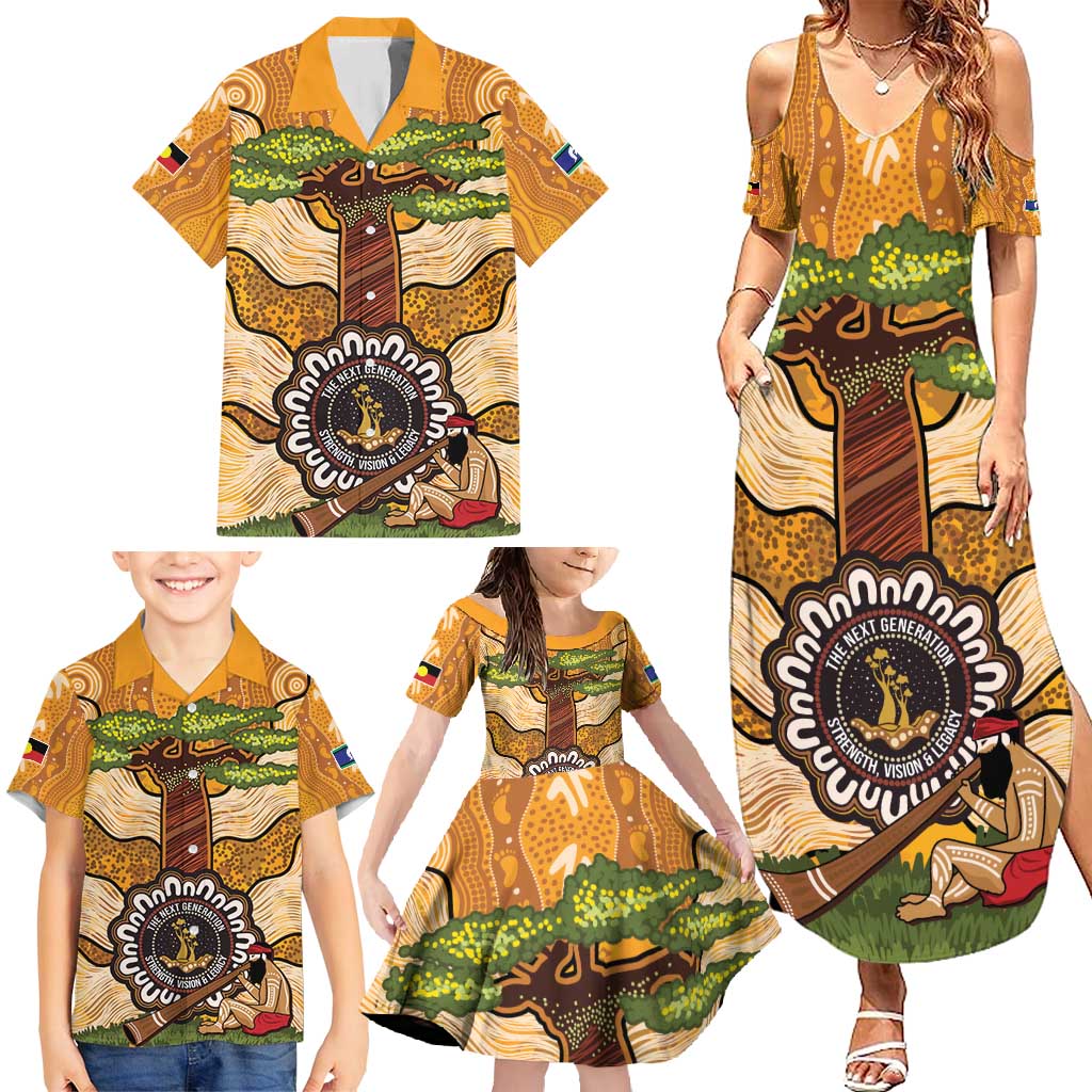 Aboriginal-Islanders NAIDOC Week Personalised Family Matching Summer Maxi Dress and Hawaiian Shirt Boab Tree Indigenous Art