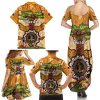 Aboriginal-Islanders NAIDOC Week Personalised Family Matching Summer Maxi Dress and Hawaiian Shirt Boab Tree Indigenous Art