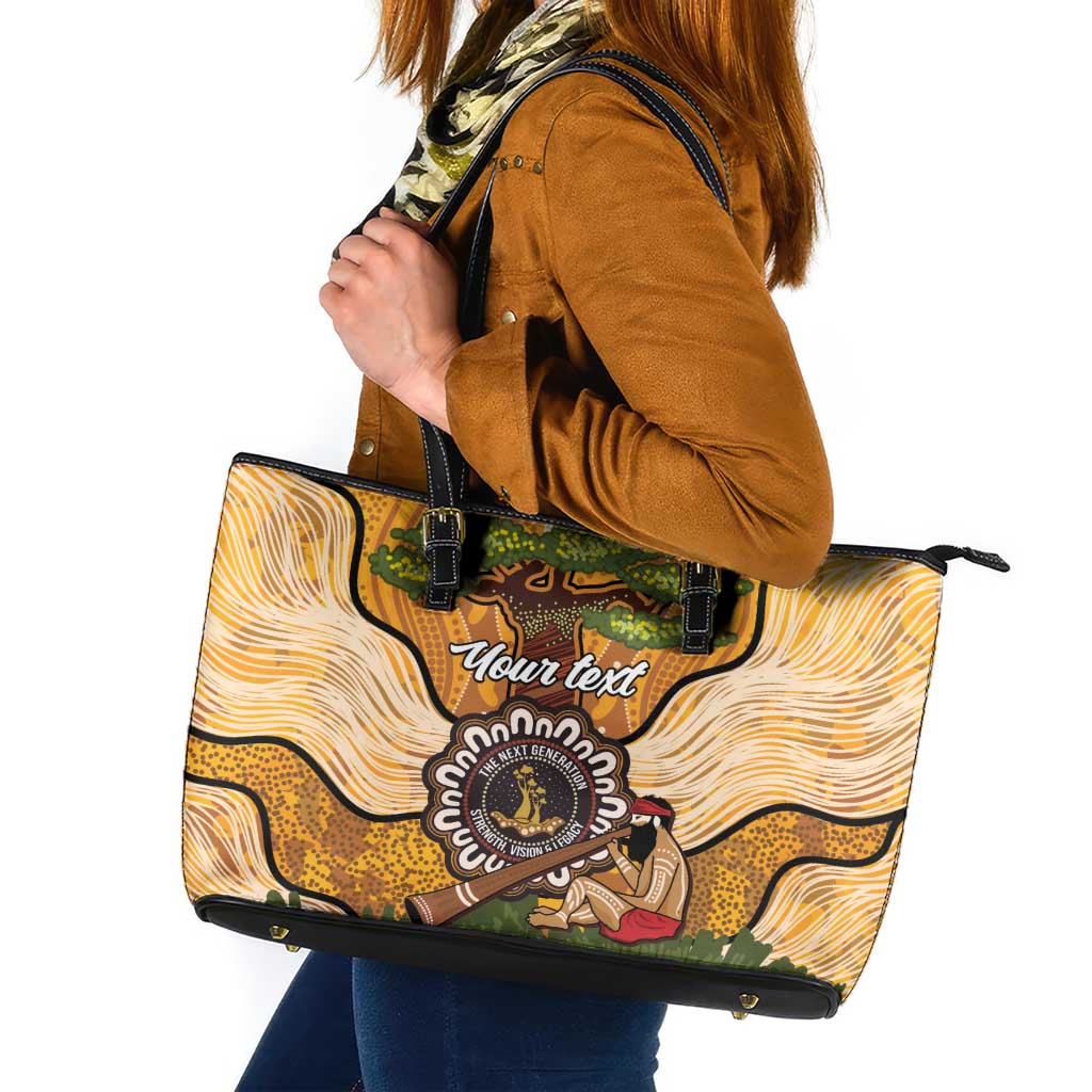 Aboriginal-Islanders NAIDOC Week Personalised Leather Tote Bag Boab Tree Indigenous Art
