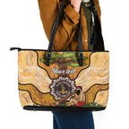 Aboriginal-Islanders NAIDOC Week Personalised Leather Tote Bag Boab Tree Indigenous Art