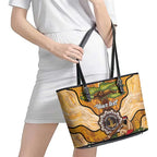 Aboriginal-Islanders NAIDOC Week Personalised Leather Tote Bag Boab Tree Indigenous Art