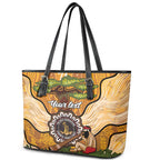 Aboriginal-Islanders NAIDOC Week Personalised Leather Tote Bag Boab Tree Indigenous Art
