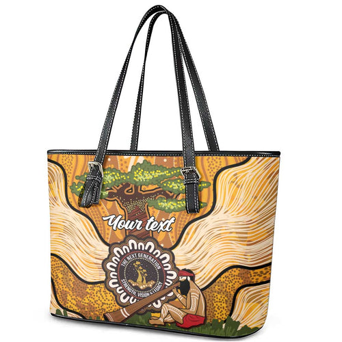 Aboriginal-Islanders NAIDOC Week Personalised Leather Tote Bag Boab Tree Indigenous Art
