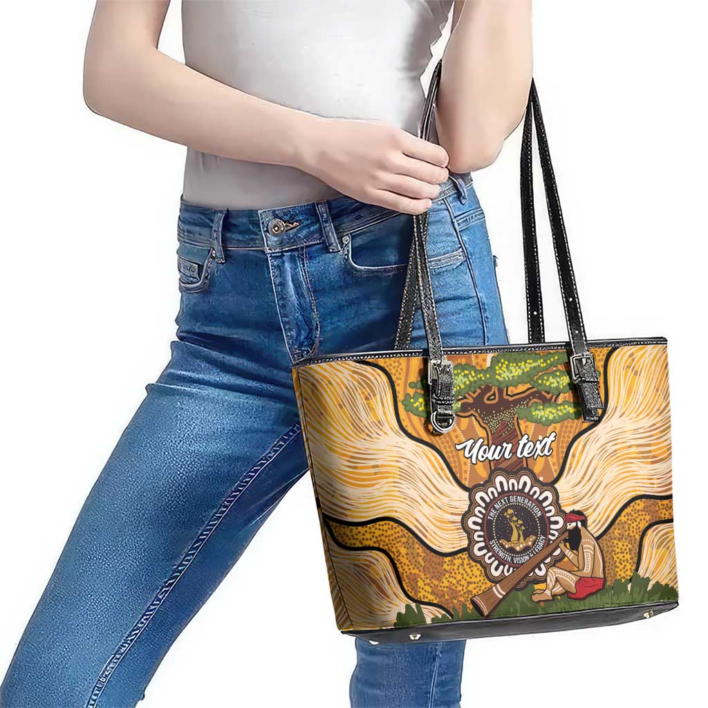 Aboriginal-Islanders NAIDOC Week Personalised Leather Tote Bag Boab Tree Indigenous Art