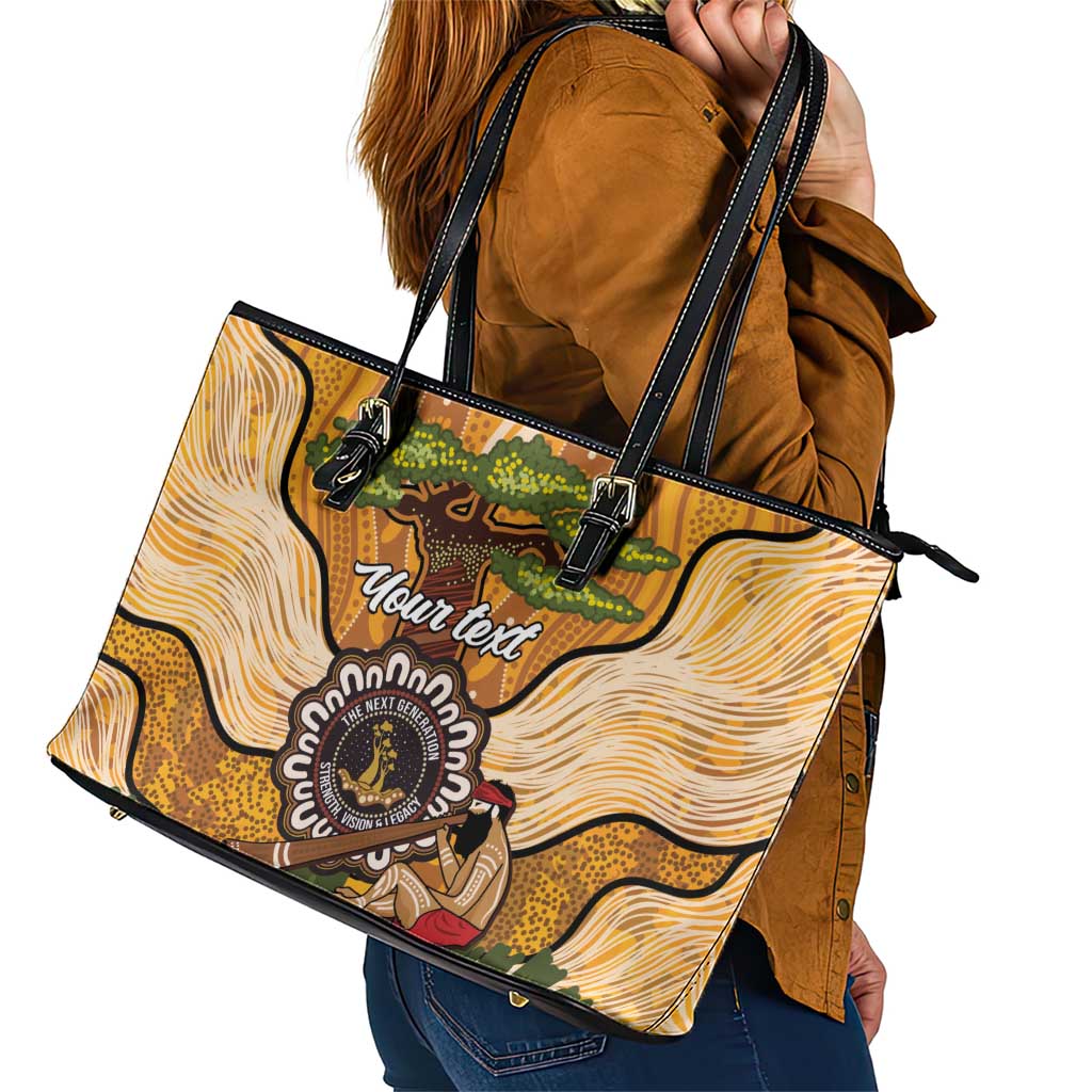 Aboriginal-Islanders NAIDOC Week Personalised Leather Tote Bag Boab Tree Indigenous Art