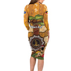 Aboriginal-Islanders NAIDOC Week Personalised Long Sleeve Bodycon Dress Boab Tree Indigenous Art