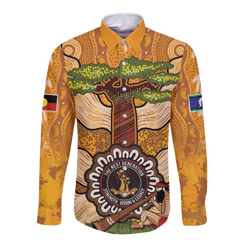 Aboriginal-Islanders NAIDOC Week Personalised Long Sleeve Button Shirt Boab Tree Indigenous Art