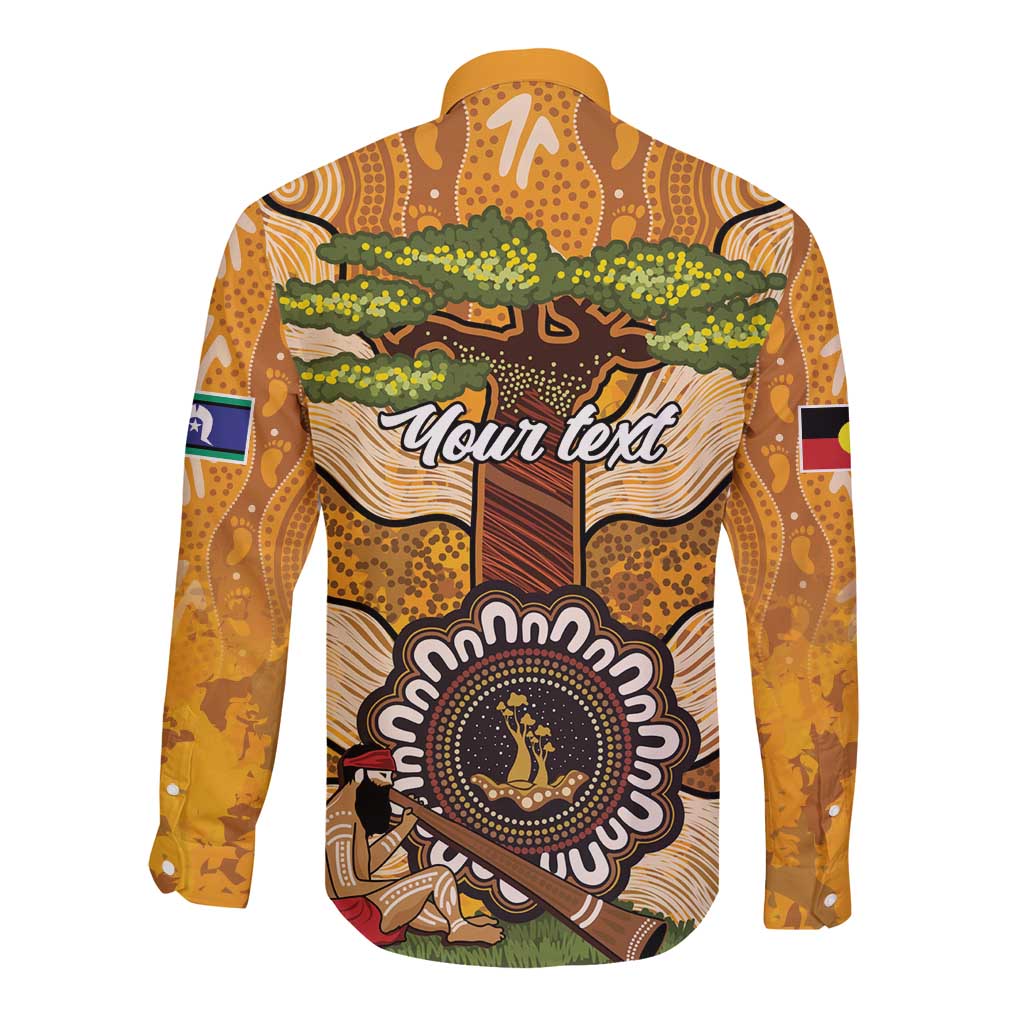 Aboriginal-Islanders NAIDOC Week Personalised Long Sleeve Button Shirt Boab Tree Indigenous Art