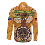 Aboriginal-Islanders NAIDOC Week Personalised Long Sleeve Button Shirt Boab Tree Indigenous Art