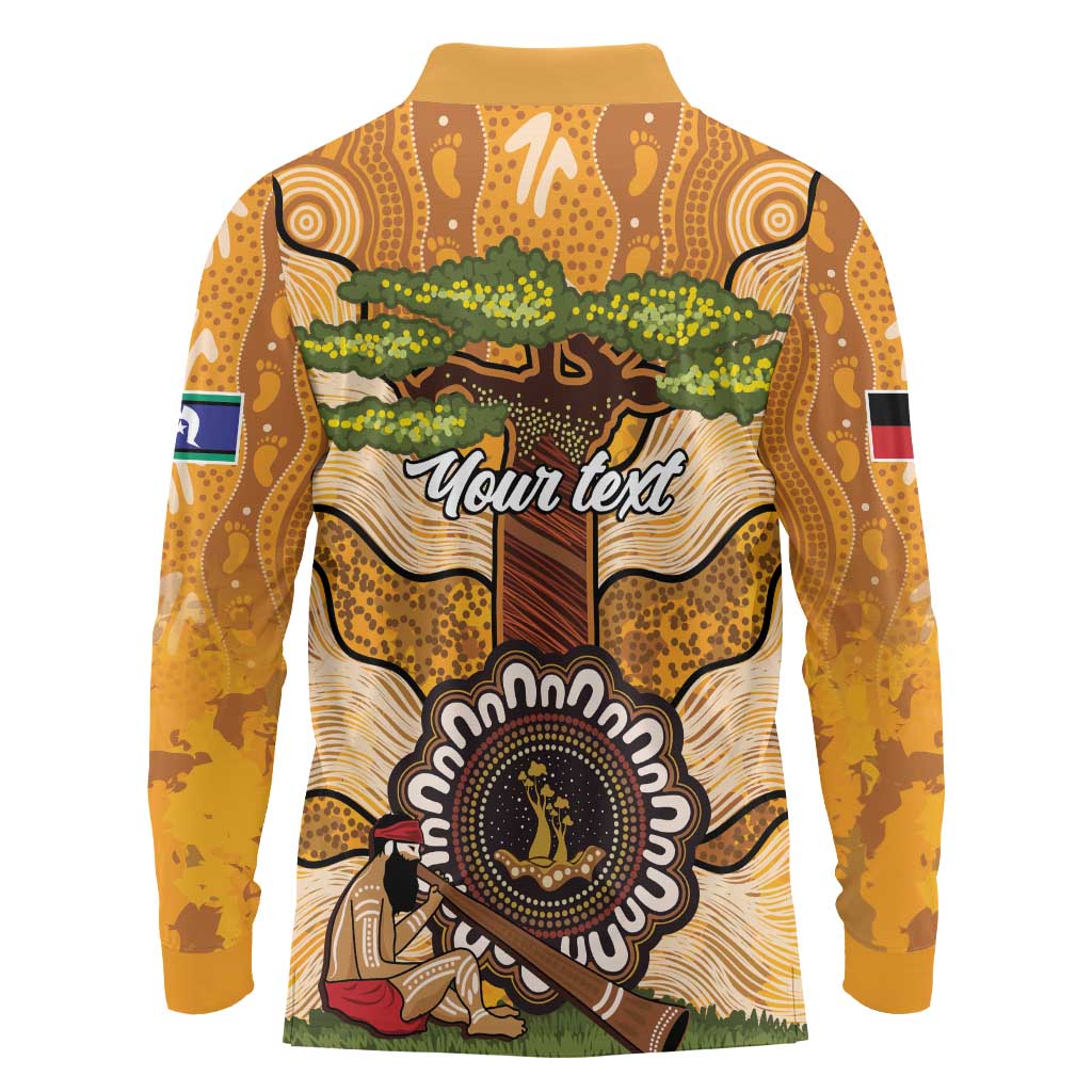Aboriginal-Islanders NAIDOC Week Personalised Long Sleeve Polo Shirt Boab Tree Indigenous Art