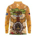 Aboriginal-Islanders NAIDOC Week Personalised Long Sleeve Polo Shirt Boab Tree Indigenous Art