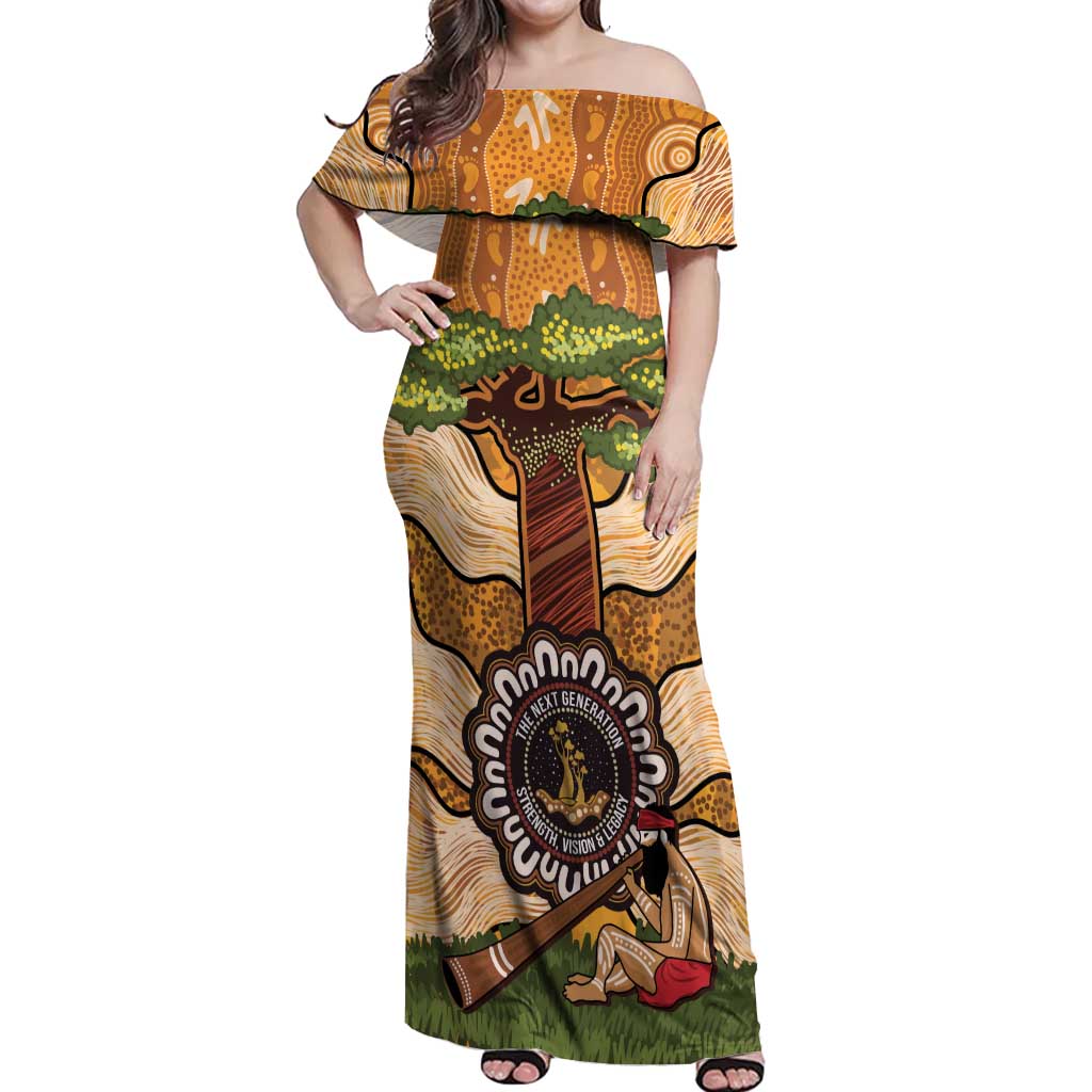 Aboriginal-Islanders NAIDOC Week Personalised Off Shoulder Maxi Dress Boab Tree Indigenous Art