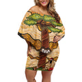 Aboriginal-Islanders NAIDOC Week Personalised Off Shoulder Short Dress Boab Tree Indigenous Art