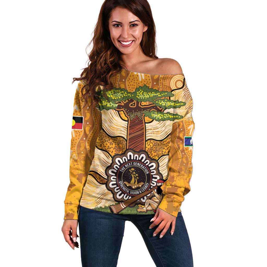 Aboriginal-Islanders NAIDOC Week Personalised Off Shoulder Sweater Boab Tree Indigenous Art