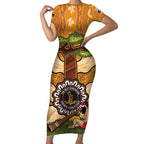 Aboriginal-Islanders NAIDOC Week Personalised Short Sleeve Bodycon Dress Boab Tree Indigenous Art
