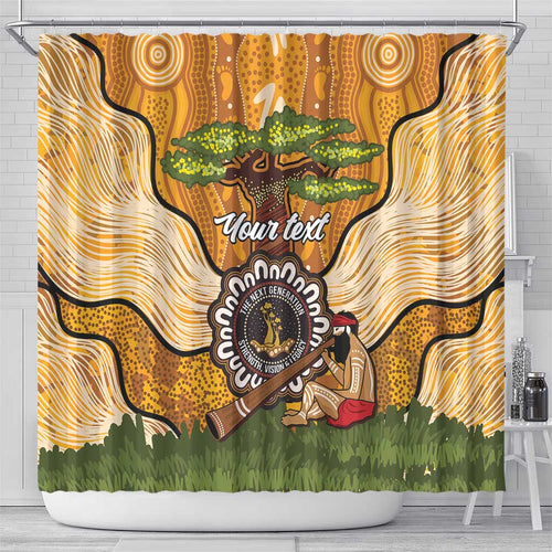 Aboriginal-Islanders NAIDOC Week Personalised Shower Curtain Boab Tree Indigenous Art