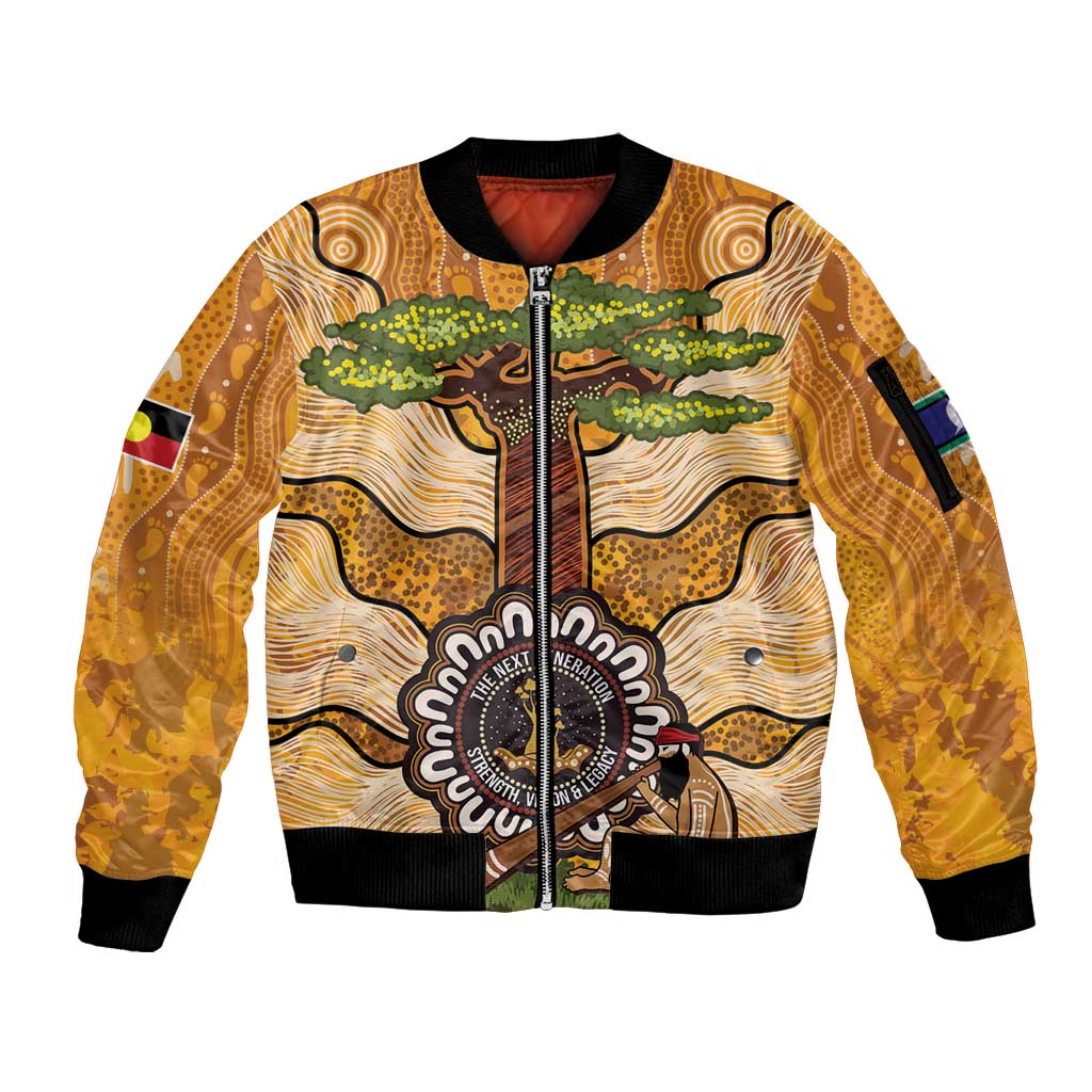 Aboriginal-Islanders NAIDOC Week Personalised Sleeve Zip Bomber Jacket Boab Tree Indigenous Art