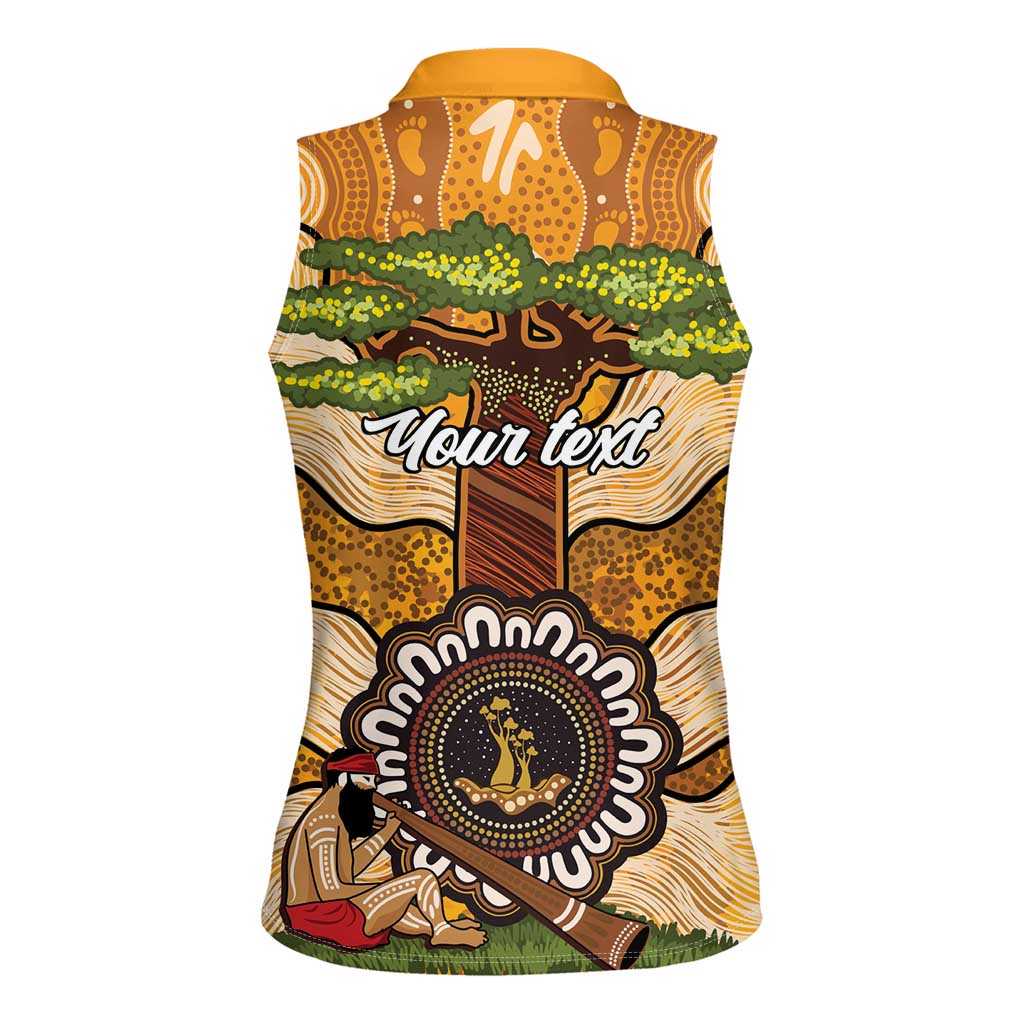 Aboriginal-Islanders NAIDOC Week Personalised Women Sleeveless Polo Shirt Boab Tree Indigenous Art