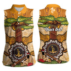 Aboriginal-Islanders NAIDOC Week Personalised Women Sleeveless Polo Shirt Boab Tree Indigenous Art
