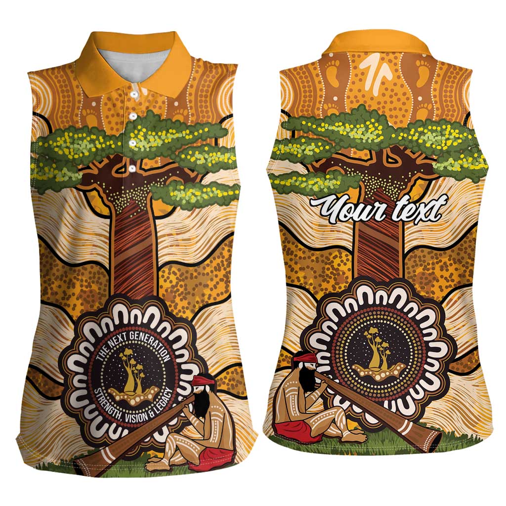 Aboriginal-Islanders NAIDOC Week Personalised Women Sleeveless Polo Shirt Boab Tree Indigenous Art