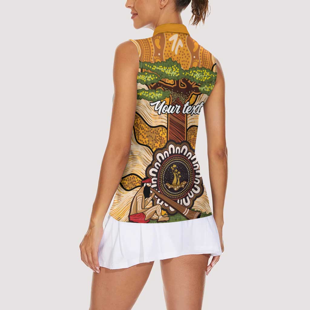 Aboriginal-Islanders NAIDOC Week Personalised Women Sleeveless Polo Shirt Boab Tree Indigenous Art