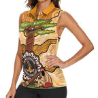 Aboriginal-Islanders NAIDOC Week Personalised Women Sleeveless Polo Shirt Boab Tree Indigenous Art