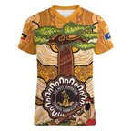 Aboriginal-Islanders NAIDOC Week Personalised Women V-Neck T-Shirt Boab Tree Indigenous Art