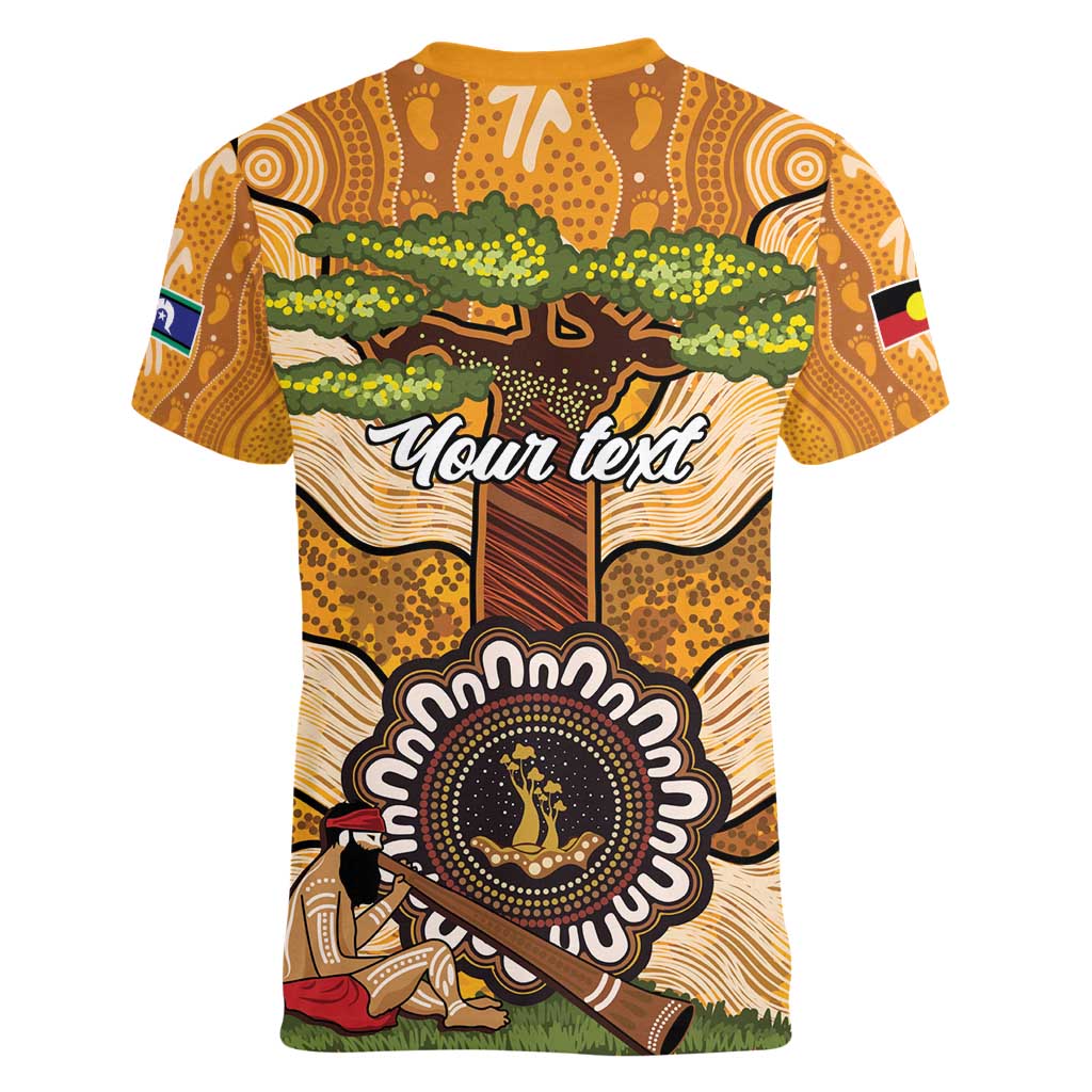 Aboriginal-Islanders NAIDOC Week Personalised Women V-Neck T-Shirt Boab Tree Indigenous Art