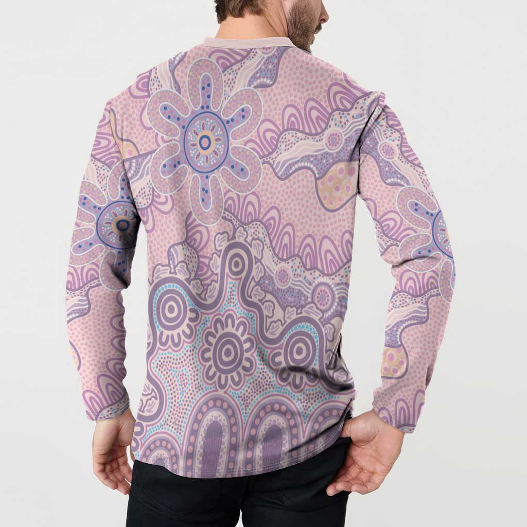 Aboriginal-Islanders NAIDOC Week Button Sweatshirt River and land aboriginal art