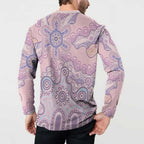 Aboriginal-Islanders NAIDOC Week Button Sweatshirt River and land aboriginal art