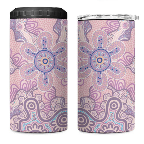Aboriginal-Islanders NAIDOC Week 4 in 1 Can Cooler Tumbler River and land aboriginal art