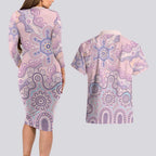 Aboriginal-Islanders NAIDOC Week Couples Matching Long Sleeve Bodycon Dress and Hawaiian Shirt River and land aboriginal art