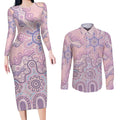 Aboriginal-Islanders NAIDOC Week Couples Matching Long Sleeve Bodycon Dress and Long Sleeve Button Shirt River and land aboriginal art