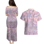 Aboriginal-Islanders NAIDOC Week Couples Matching Puletasi and Hawaiian Shirt River and land aboriginal art