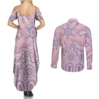 Aboriginal-Islanders NAIDOC Week Couples Matching Summer Maxi Dress and Long Sleeve Button Shirt River and land aboriginal art