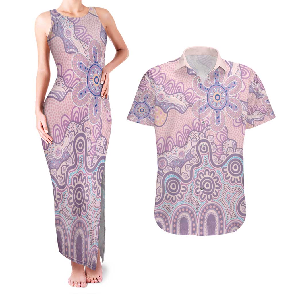 Aboriginal-Islanders NAIDOC Week Couples Matching Tank Maxi Dress and Hawaiian Shirt River and land aboriginal art