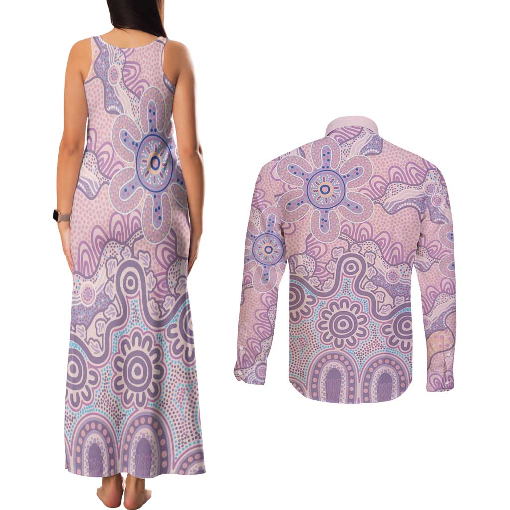 Aboriginal-Islanders NAIDOC Week Couples Matching Tank Maxi Dress and Long Sleeve Button Shirt River and land aboriginal art
