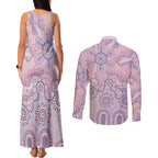 Aboriginal-Islanders NAIDOC Week Couples Matching Tank Maxi Dress and Long Sleeve Button Shirt River and land aboriginal art