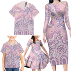 Aboriginal-Islanders NAIDOC Week Family Matching Long Sleeve Bodycon Dress and Hawaiian Shirt River and land aboriginal art