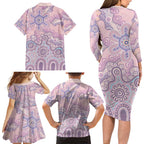 Aboriginal-Islanders NAIDOC Week Family Matching Long Sleeve Bodycon Dress and Hawaiian Shirt River and land aboriginal art